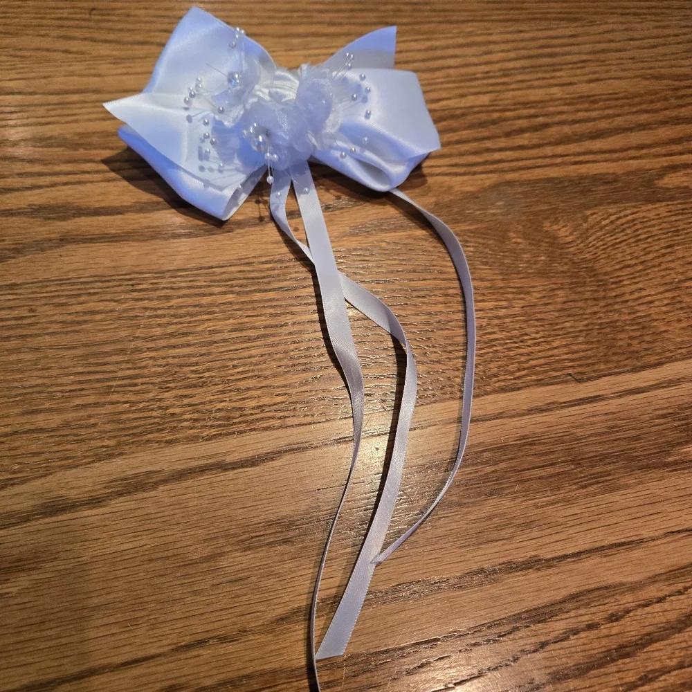 First Communion/Wedding Girl's White Satin Hair Clip